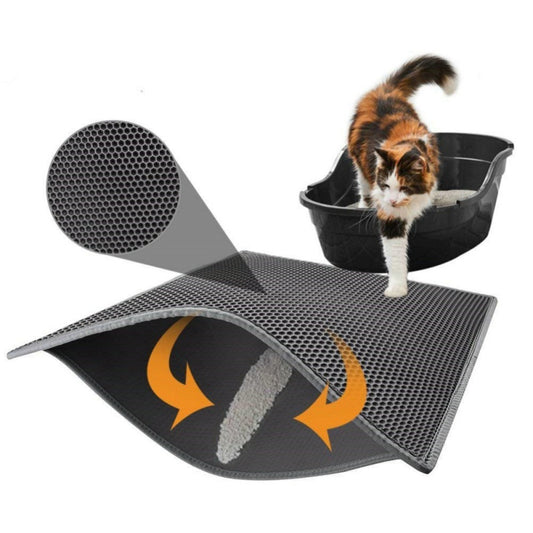 Waterdichte Kattenbakmat – Honingraatstructuur & Urinebestendig | Anti-Rommel Kattenmat