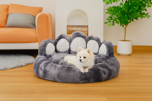 🐾 Zacht & Knus Dierenbed in Beerpoot-Vorm – Voor Kleine en Middelgrote Honden & Katten