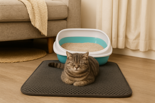 Waterdichte Kattenbakmat – Honingraatstructuur & Urinebestendig | Anti-Rommel Kattenmat