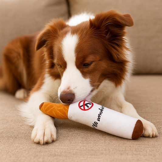 "Voor Honden die Even een Trekje Nodig Hebben – Pluche Sigaret Speeltje (100% Rookvrij)"