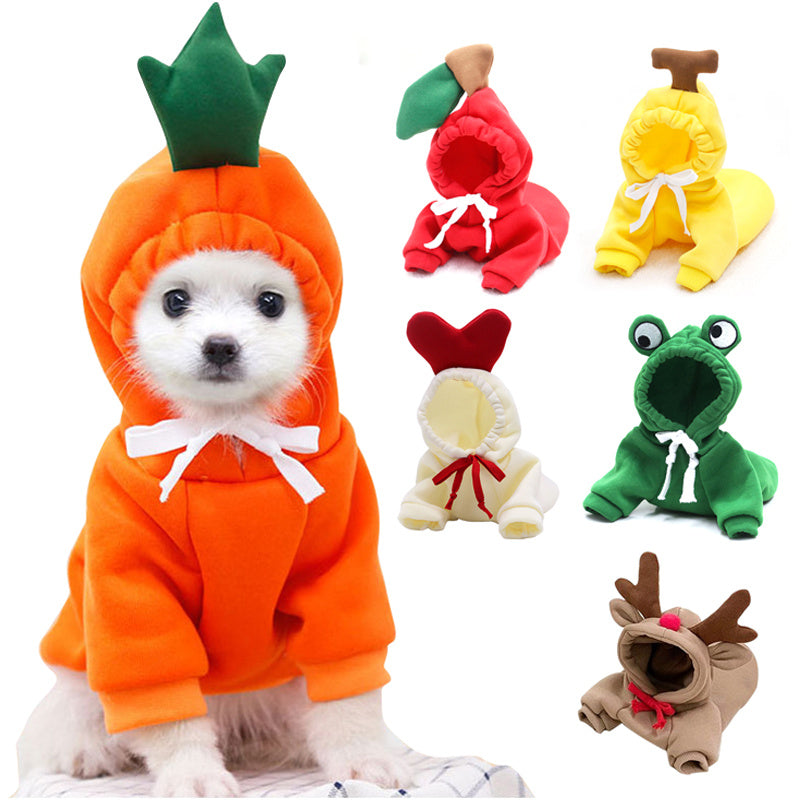 Schattige Fruit Hoodies voor Kleine Honden – Warme Winterjas van Fleece voor Chihuahua, Franse Bulldog