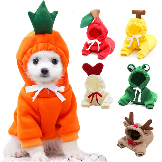Schattige Fruit Hoodies voor Kleine Honden – Warme Winterjas van Fleece voor Chihuahua, Franse Bulldog
